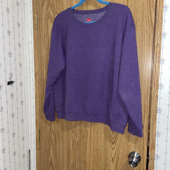 Hanes Ladies Blank Purple Heavy Weight Crewneck Sweatshirt Size XXL cotton Blend - Picture 1 of 8